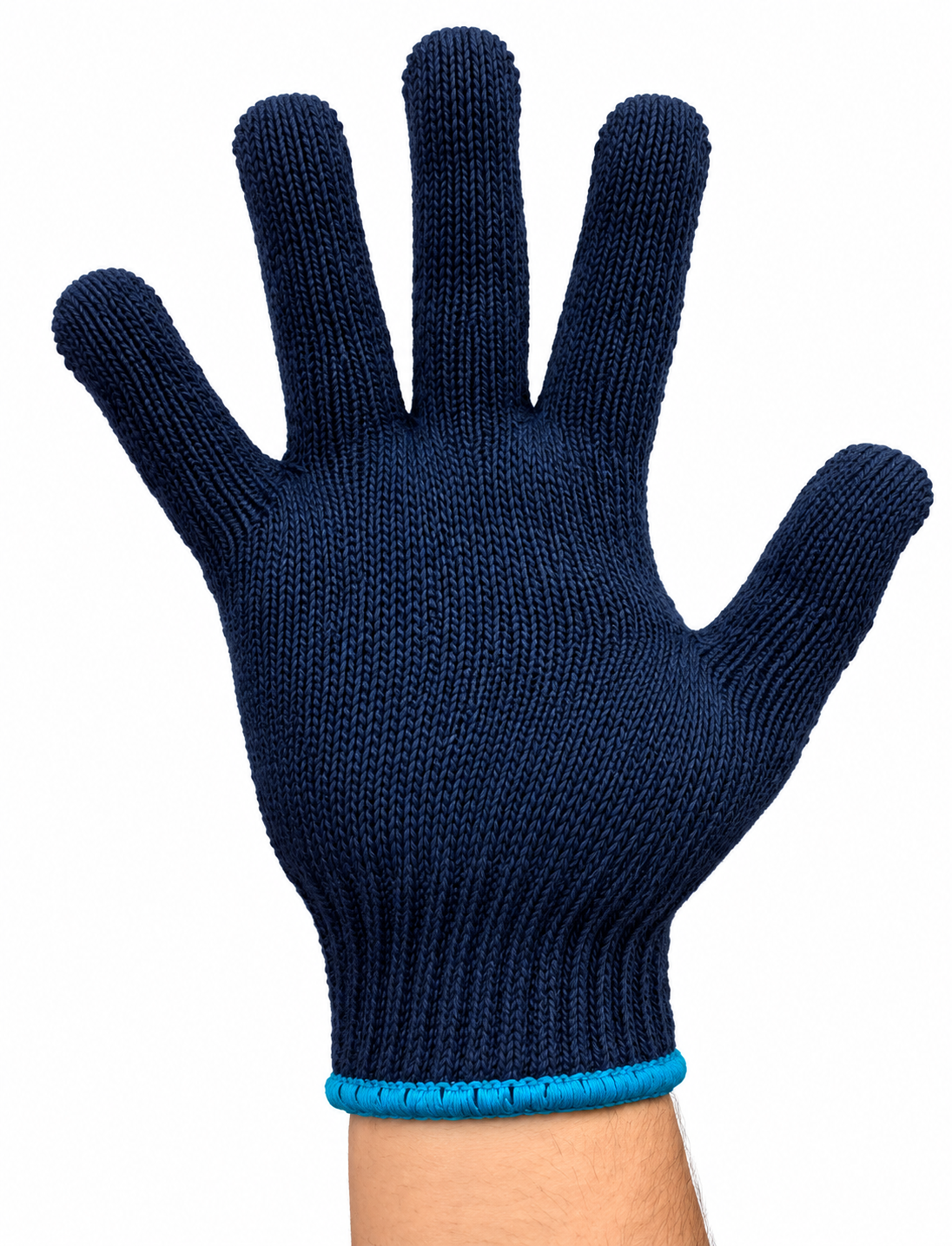Blue Cotton Knitted Hand Gloves – 35 GSM