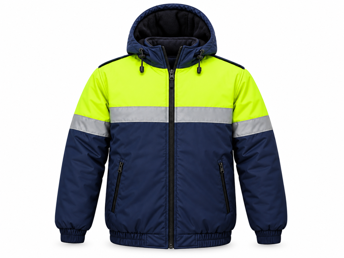 Hi-Vis Reflective Winter Safety Jacket with Hood