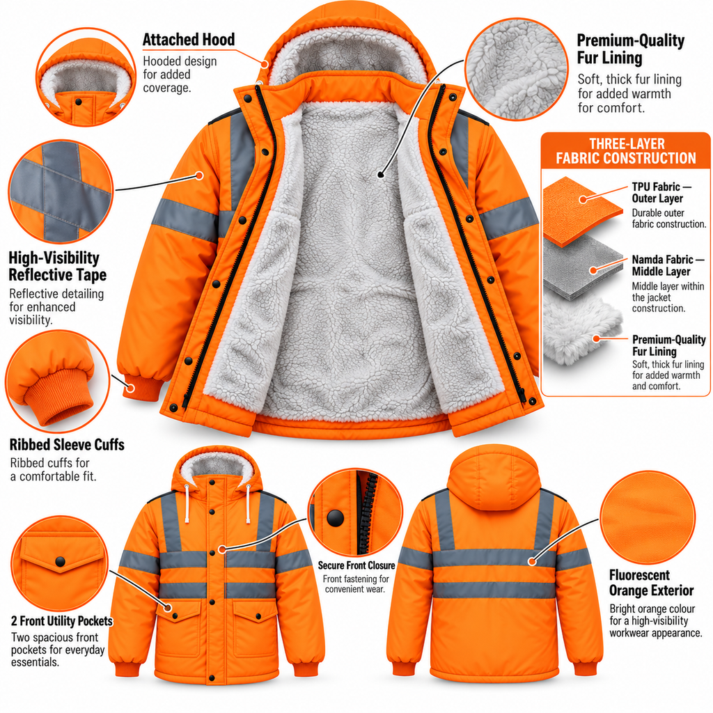 Hi-Vis Reflective Winter Jacket – 3-Layer Safety Jacket