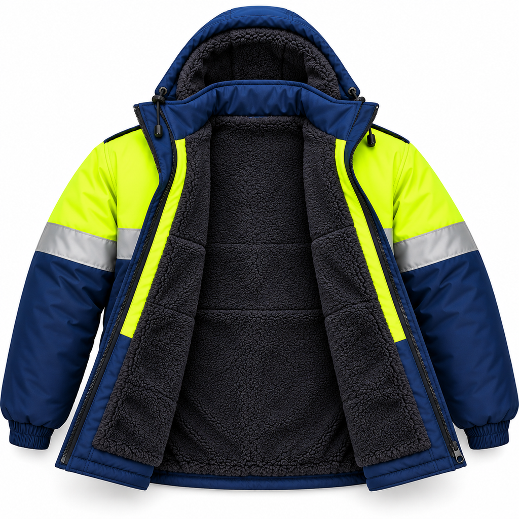 Hi-Vis Reflective Winter Safety Jacket with Hood