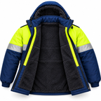 Hi-Vis Reflective Winter Safety Jacket with Hood
